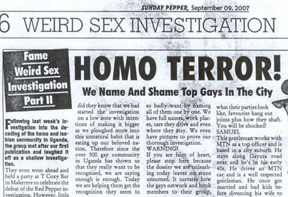 Homophobic witchhunt in a Ugandan newspaper - September 2007